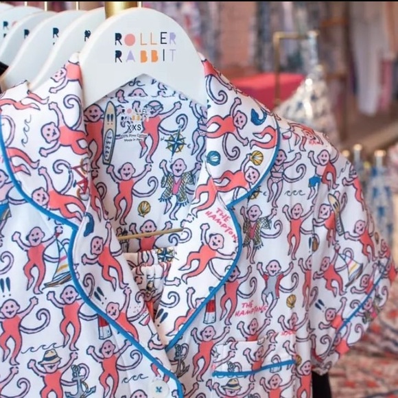 NWT roller rabbit Hamptons monkey polo pajamas pink size S & XXS - Picture 2 of 2